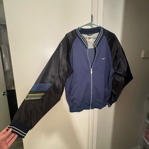 Nike Men's Blue and Black Varsity Jacket